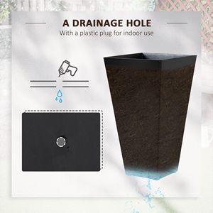 Set di 3 Vasi Alti Neri per Interni ed Esterni, Fioriere da 71 cm con Foro di Drenaggio per Portico, Patio, Terrazza e Spazi Esterni - Product Image 6