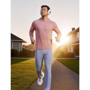 Sudadera con Capucha Abierta por Debajo para Hombre, Corte Holgado, Sin Puños, para Gimnasio, Entrenamiento, Running, Ropa Urbana Informal - Product Image 5