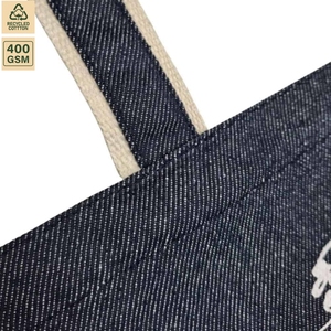 กระเป๋าผ้าเดนิมชายหาด 400 GSM ขนาด 38x41x8 ซม. รับทำโลโก้ตามสั่ง ขายส่ง OEM แบรนด์ส่วนตัว สั่งซื้อจำนวนมาก รุ่น SNC48 ใช้ซ้ำได้ - Product Image 5