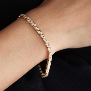 Triangle Diamond <b>Bracelet</b> 10K 14K 18K Gold 925 Silver Geometric Tennis <b>Bracelet</b> Round Cut Diamond Minimalist Fine Jewelry - Product Image 4