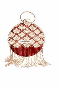 Bolso de mano redondo estilo Potli para novias, ecológico y de primera calidad, con cierre de cordón, impermeable, para damas. - Product Image 4