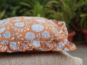 Block Print Boho Cushion Cover With Frill Handmade Cotton Bed <b>Throw</b> <b>Pillows</b>, bohemian <b>pillow</b> cushion cover vintage home decor - Product Image 4