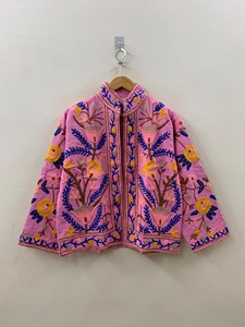 2026 Trendy Velvet Suzani Floral Embroidery Reversible Stand Collar <b>Winter</b> Jacket Artisan Crafted Warm Regular Length <b>Coat</b> - Product Image 2