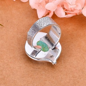 Bague en turquoise magnésite, argent sterling 925, ajustable, bijou en pierre précieuse, faite à la main, bague de luxe pour femme - Product Image 6