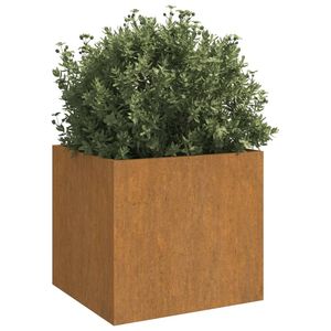 Vasi da fiori e fioriere rettangolari in acciaio Corten arrugginito e durevole - Product Image 3