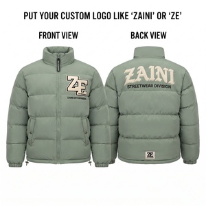 Chaqueta Acolchada ZAINI Premium de Poliéster 220 GSM, Color Verde Salvia, Paneles Acolchados, Impermeable, Resistente al Viento, con Capucha, Diseño de Camuflaje, para Invierno - Product Image 1
