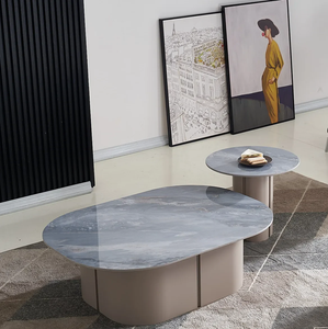 Mesa de centro cuadrada de mármol con base de madera de perfil bajo para un aspecto minimalista de alta gama, disponible a precios de mayorista. - Product Image 2