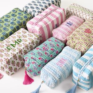 Vintage Toiletry Bag Floral Print Quilted Cotton Cosmetic Toiletry Bag Multi-Function Travel Toiletry <b>Case</b> Makeup Pouch - Product Image 1