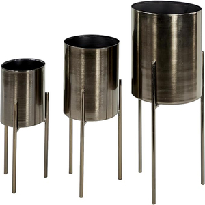 Metal Indoor Outdoor Planter Large Planter <b>Pot</b> with Removable Gold <b>Stand</b> Set of 3 Planters white Planter - Product Image 6