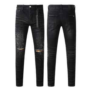 Experimenta el brillo glamuroso de los cristales de alta densidad que añaden un toque real a tu pantalón vaquero único con pedrería. - Product Image 1