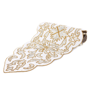 Handmade Christmas Decorative Beaded <b>Runner</b> Placemat Cloth <b>Dining</b> <b>Table</b> Mat With Leaves Design for Weddings and Formal Events - Product Image 3