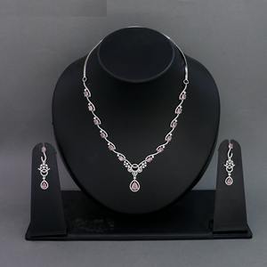 Collier en argent plaqué diamant américain (AD) pour femmes et filles, ensemble de bijoux de mariage de haute qualité, accessoires de mode - Product Image 2