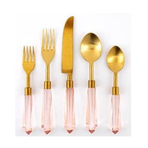 Juego de Cubiertos de Acero Inoxidable Recién Llegado, Mango Dorado Rosa, Pulido Espejo, Estilo Tradicional, Utensilios de Cocina para el Hogar, Hotel/Restaurante - Product Image 1