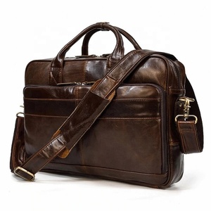 Maletín de Cuero Genuino para Portátil, Estilo Vintage, para Negocios, con Logotipo Personalizado, de Piel de Vaca, para Oficina, Viajes, Bandolera, Impermeable - Product Image 1