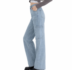 Jeans de Mezclilla Rectos y Holgados para Mujer, Cintura Media, Elásticos, Cómodos, Ecológicos, Transpirables, Estilo Urbano - Product Image 3