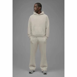 Survêtement à capuche pour homme, couleur unie, 100% coton, coupe ample, décontracté, pour l'automne, avec poches latérales pleine longueur, design respirant - Product Image 3