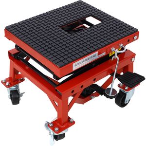 Presa a forbice idraulica per moto da 300 libbre rossa per piccole moto da cross con ruote a pedale - Product Image 5