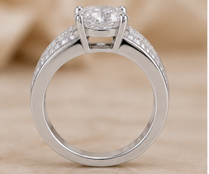 Anillo de Compromiso con Doble Banda Baguette y Diamante Solitario Cultivado en Laboratorio, Oro Blanco de 14 Quilates con Baño de Rodio, Regalo para Fiesta, Propuesta de Matrimonio - Product Image 2