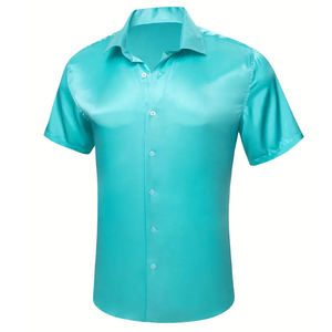Chemise de travail à manches courtes en polyester pour homme, couleur turquoise, confortable, respirante, uniforme de mécanicien, utilisation en garage automobile - Product Image 1