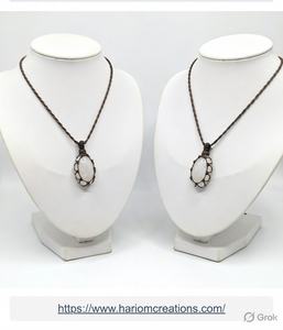 Collier en macramé fait main avec pierre de lune, pendentif bohème réglable, cristal de guérison - Product Image 3