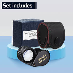 10X แว่นขยายเครื่องประดับที่มีคุณภาพสูงแว่นขยายเลนส์สามช่อง18มม. แบตเตอรี่โลหะพับได้ฟรีสำหรับนักสะสมนักอัญมณี - Product Image 2