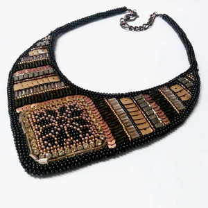 Collar con Flecos de Cuentas Bordadas, Cadenas Gruesas Bordadas con Perlas y Diamantes, Estilo Religioso, Collares de Cuentas de Moda - Product Image 1