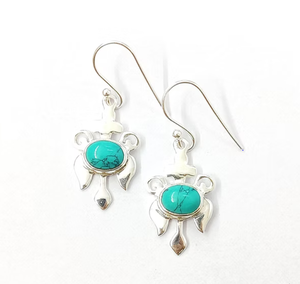 Boucles d'oreilles pendantes en pierre précieuse turquoise, argent sterling 925, style bohème, bijoux faits à la main pour femmes - Product Image 3