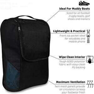 Bolsa de Viaje Deportiva Portátil de Poliéster Impermeable y Ventilada Personalizada para Botas de Golf, Fútbol y Zapatos de Fútbol con Bolsillo con Cremallera - Product Image 4
