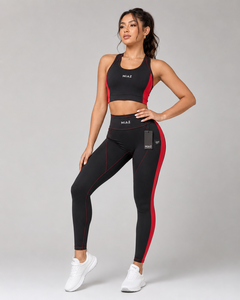 Ensemble de yoga pour femme MIAZ : Leggings taille mi-haute longueur intégrale et crop top dos nageur avec bordure contrastante, sans couture, respirant et infroissable - Product Image 5