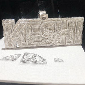 Personality Hip Hop Sterling Silver Moissanite <b>Name</b> Mosaic Alphabet Pendant for Men - Product Image 5