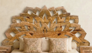 Grande décoration murale en bois massif antique sculpté à la main avec motif floral de lotus pour la décoration intérieure - Product Image 4