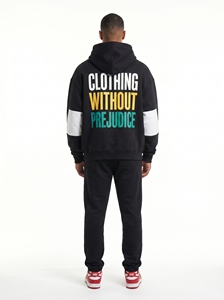 Conjunto de Sudadera con Capucha Estilo Urbano para Hombre, Negro, Oversize, Transpirable, Corte Regular, Pantalones Cortos de Felpa, Sudadera de Algodón French Terry para Invierno - Product Image 3