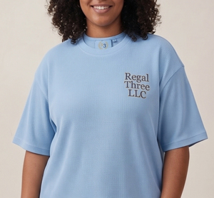 T-shirts en maille gaufrée brodés grande taille pour femmes, T-shirt gaufré à épaules tombantes grande taille pour femmes, T-shirts gaufrés à col rond pour femmes - Product Image 3