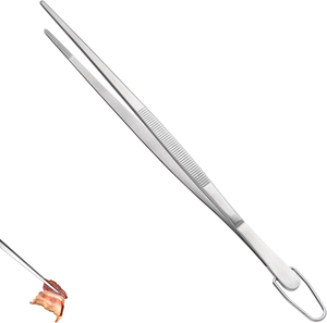 Pince de cuisine de précision longue, idéale pour l'assaisonnement des plats et utile pour les chefs, en acier inoxydable à pointe fine, avec logo personnalisé pour l'assaisonnement des aliments. - Product Image 1