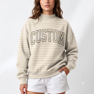 Custom Logo Women Mock Neck Sweatshirt Wholesale 100% Cotton Oversized Premium Street Style Apparel - Product Image 1