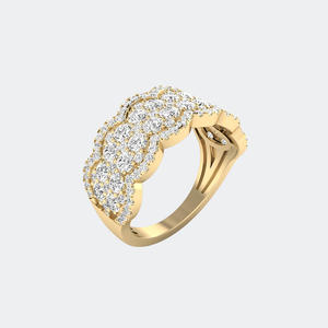 Anillo de Dos Filas con Incrustaciones de Diamantes Redondos de 2.00CTW - Product Image 4