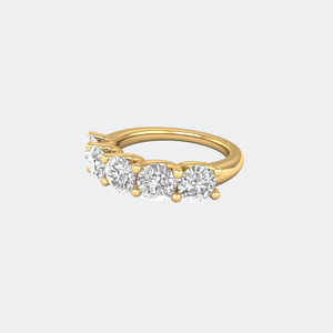 2.40CTW 14k <b>Gold</b> Round Cut Prong <b>Set</b> Lab Grown Five-Stone for Certified Band <b>Ring</b> - Product Image 4