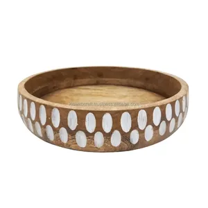 Tazón de ensalada y fruta de madera de raíz recuperada de forma única tallado a mano diseño informal clásico para accesorios de cuencos decorativos de fiesta - Product Image 1