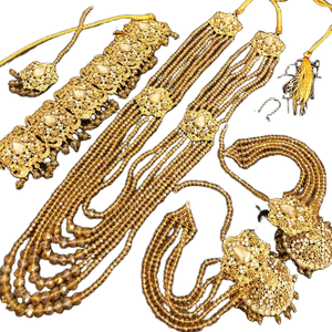 Afghan Multi Color Navratna Style Crystal Floral Vine <b>Necklace</b> Set With Vibrant Emerald <b>Ruby</b> And Amethyst Rectangula - Product Image 6