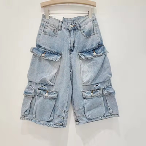 Jeans de Mezclilla Cargo para Mujer, Estilo Vintage, Lavados, Color Sólido, 100% Algodón Orgánico, Nueva Colección de Verano, Marca SFI - Product Image 2