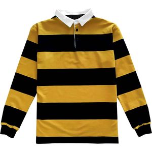 Chemise de rugby à manches longues rayée pour homme, 100 % coton biologique, tricotée teinte en fil, respirante, boutonnée sur le devant, décontractée, personnalisable OEM - Product Image 2