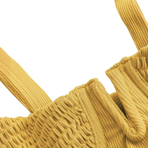 Ensemble bikini tricoté pour femme, haut bandeau décolleté plongeant, bas string, jaune uni, maillot de bain extensible 2 pièces - Product Image 2