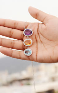 Collar llamativo de plata de ley 925 con gemas multicolor Aurora Boreal al por mayor - Product Image 3