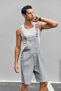 Salopette en jean pour homme 2026, coupe décontractée, style mode et workwear, avec poches, style vintage et hip-hop pour l'été - Product Image 3