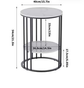 Magnifique table d'appoint traditionnelle antique de luxe, écologique et durable, avec cadre en métal doré, table basse à 2 niveaux, table gigogne pour le salon - Product Image 4