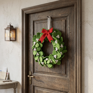 Couronne en feutre de laine faite à la main |   Décoration murale de Noël au design moderne et écologique |   Personnalisé et en gros du Népal - Product Image 3