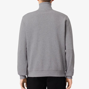 Sudadera de punto gris para hombre con cremallera de un cuarto, corte regular, cuello alto, para otoño, color liso, manga larga - Product Image 2