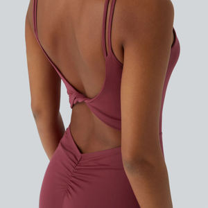 Conjunto de yoga de una pieza para mujer, ligero, con logo personalizado, recién llegado, con aberturas, ajustado, para deporte, gimnasio y fitness - Product Image 5