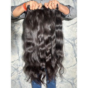 Direct de l'usine Vague Naturelle Indien Cheveux Crus Humains Machine Trame Double Dessiné Pas Cher Remy Extensions de Cheveux Vierges En Gros - Product Image 3