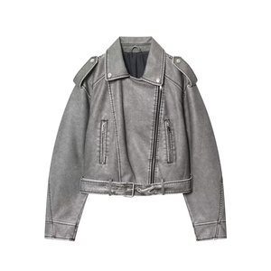 Veste rétro personnalisée pour femme, hiver 2026, en cuir véritable, avec ceinture, doublure en fausse fourrure écologique et respirante, manches longues - Product Image 5